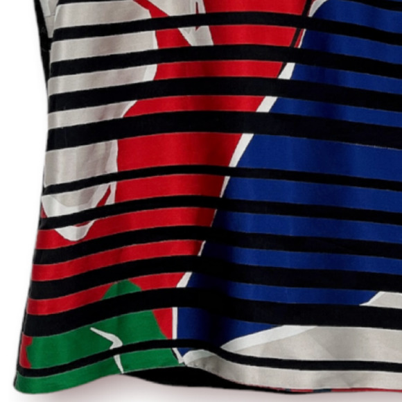 Boss Hugo Boss Inyna Black White Red Striped Crew Neck Sleeveless Blouse Size 4 - Picture 4 of 12